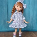 Платье-рубашка для кукол Паола Рейна 32 см, цвет серый/принт