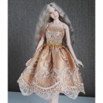 Золотое платье с кружевом и бисером для БЖД кукол 35 см Дария от Анатолия Жукова (Toka dolls)