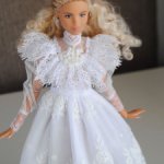 Белоснежное кружевное платье для кукол Барби (йога и высоких)