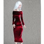 Бордовое бархатное платье для Химеры и других БЖД кукол формата 1/4