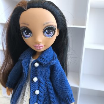 Пальто спицами для куклы Rainbow 🌈