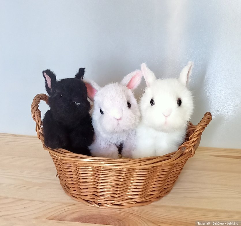 Мои весенние крольчата — Игрушки в смешанной технике (мех и глина): Арт