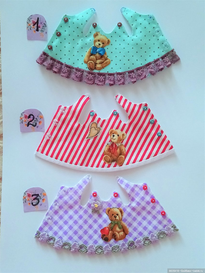 Цельнокроенные сарафанчики, сшитые по МК «Цельнокроенный сарафанчик для кукол или Как рождается выкройка» (фото 4)