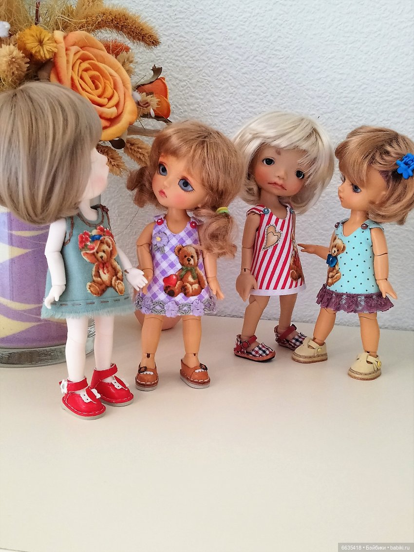 Цельнокроенные сарафанчики, сшитые по МК «Цельнокроенный сарафанчик для кукол или Как рождается выкройка» (фото 2)