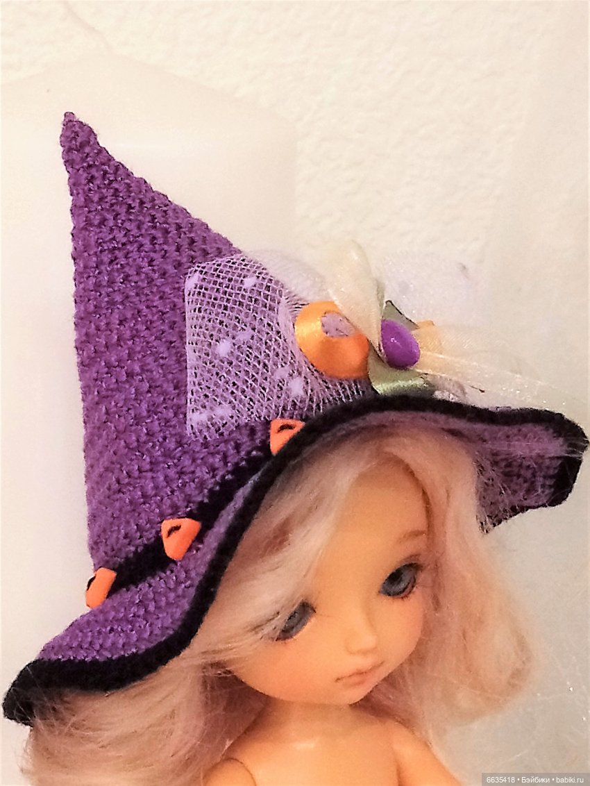 МК «Шляпка с тульей конусом для куклы с окружностью головы 14-15 см» (фото 5)