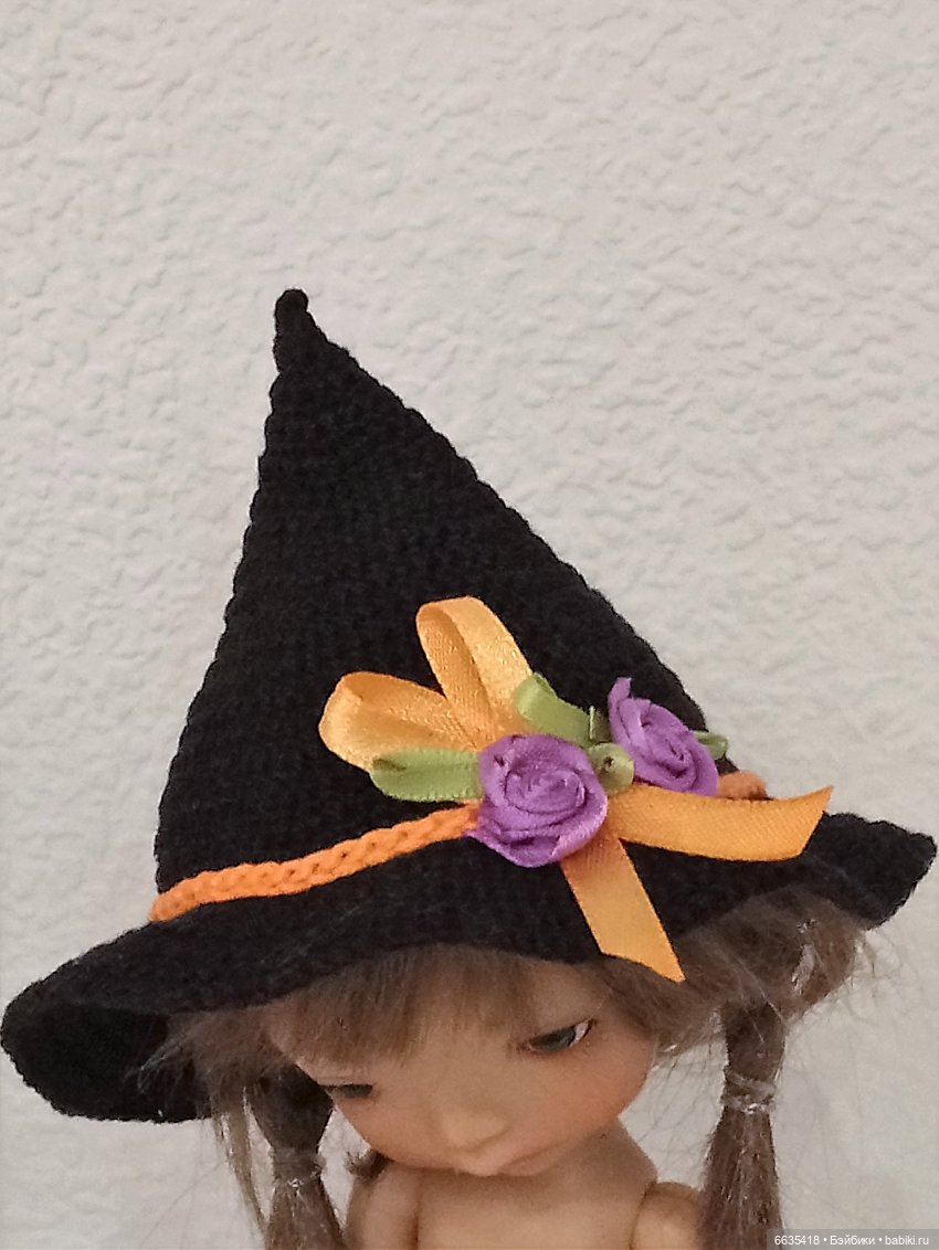 МК «Шляпка с тульей конусом для куклы с окружностью головы 16 см» (фото 3)