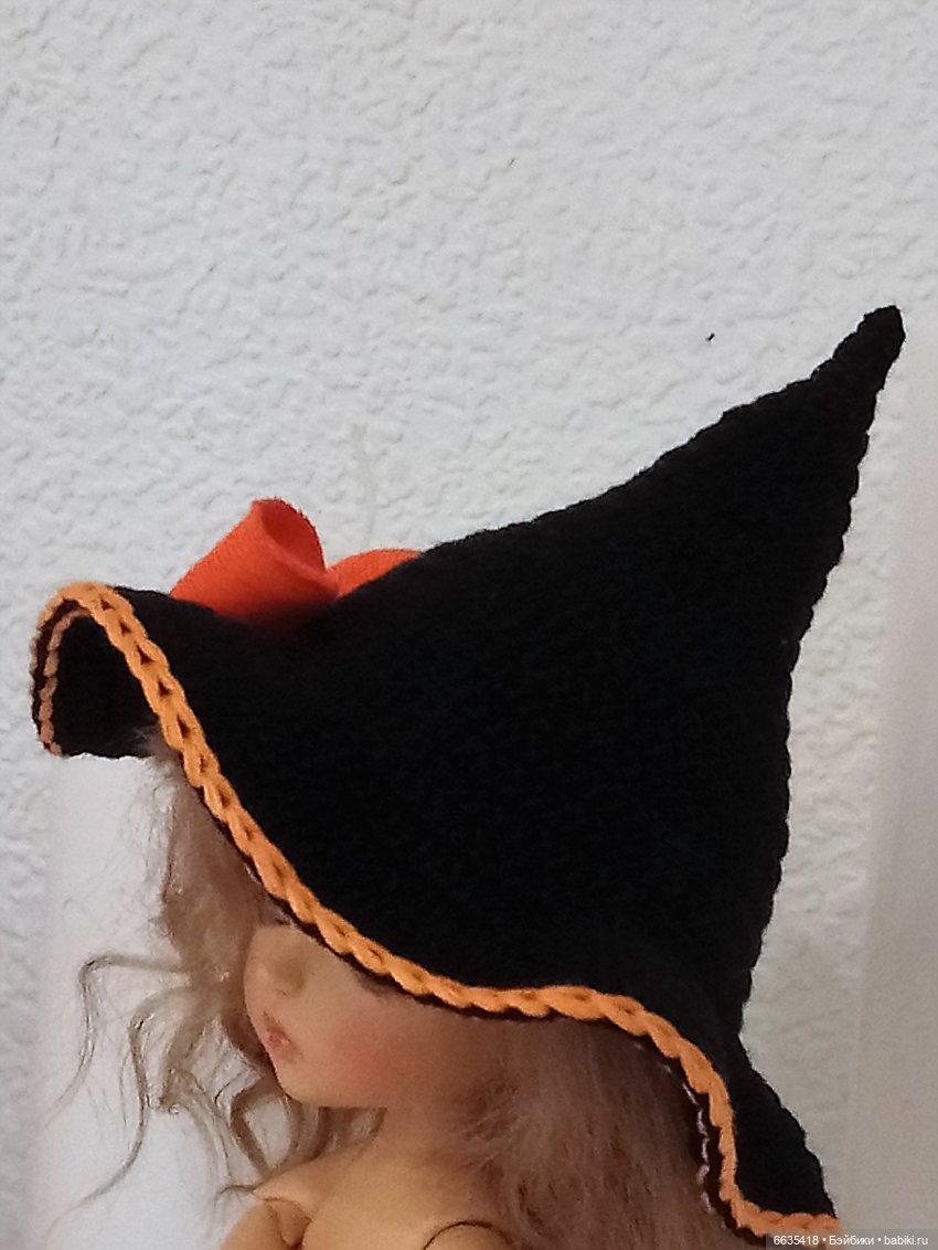 МК «Шляпка с тульей конусом для куклы с окружностью головы 14-15 см» (фото 3)