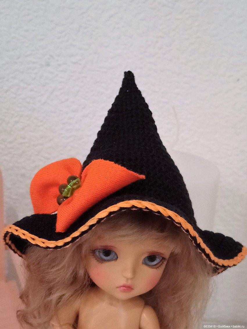 МК «Шляпка с тульей конусом для куклы с окружностью головы 14-15 см» (фото 2)