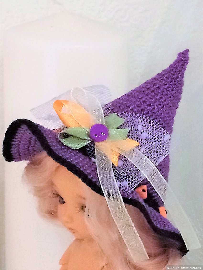 МК «Шляпка с тульей конусом для куклы с окружностью головы 14-15 см» (фото 6)