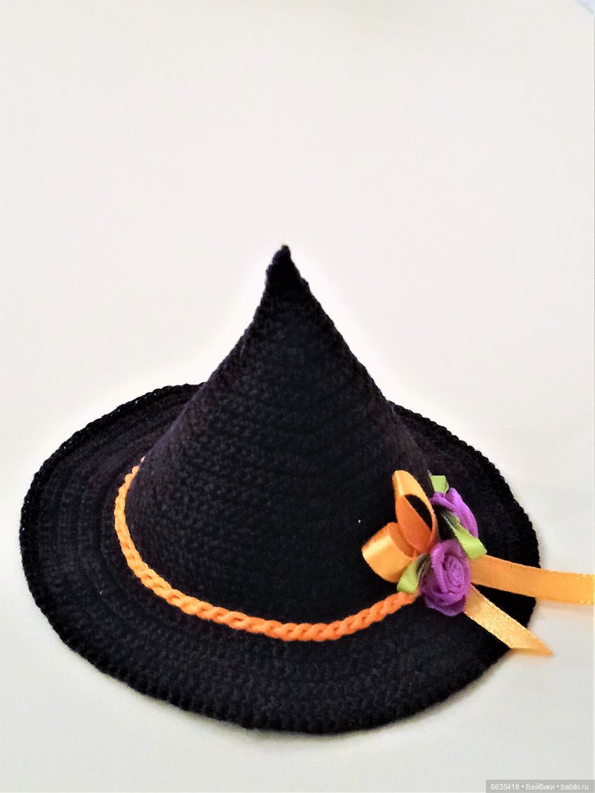 МК «Шляпка с тульей конусом для куклы с окружностью головы 16 см»