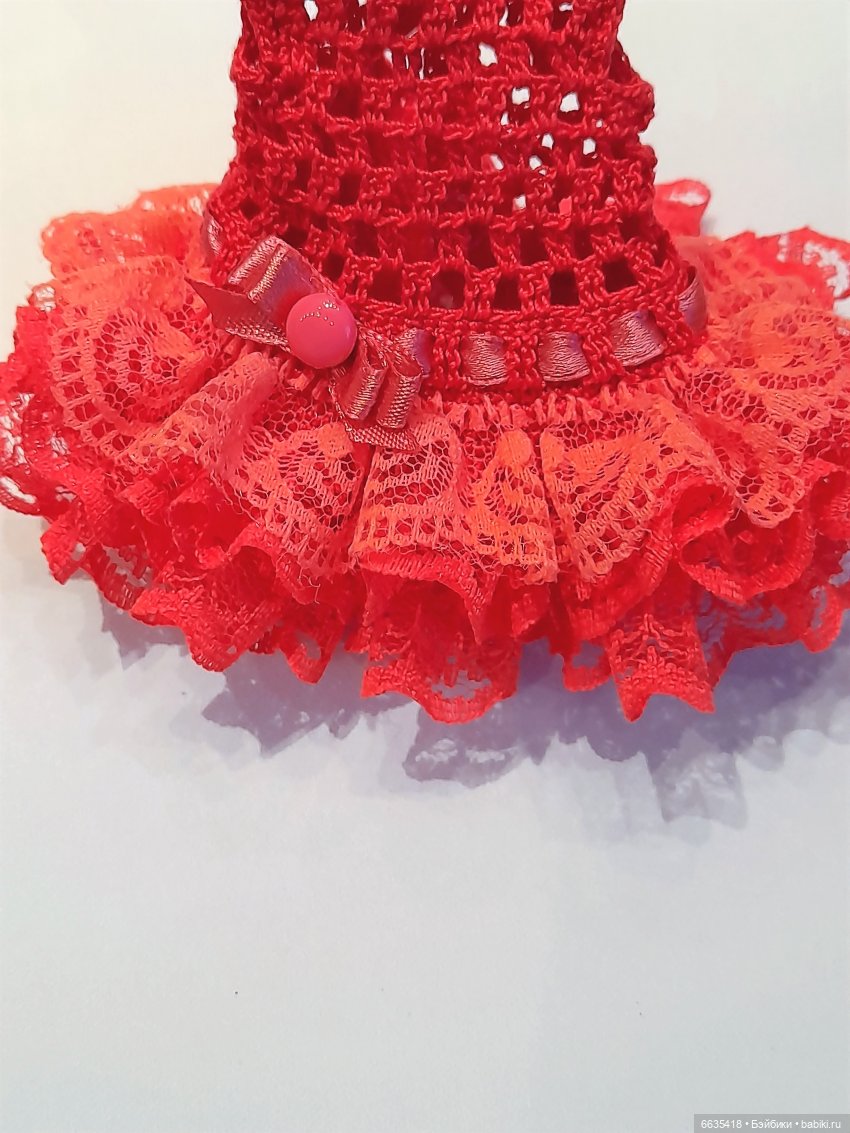 МК «Вязаное платье с кружевной юбочкой для куклы» | Бэйбики МК «Вязаное платье с кружевной юбочкой для куклы»