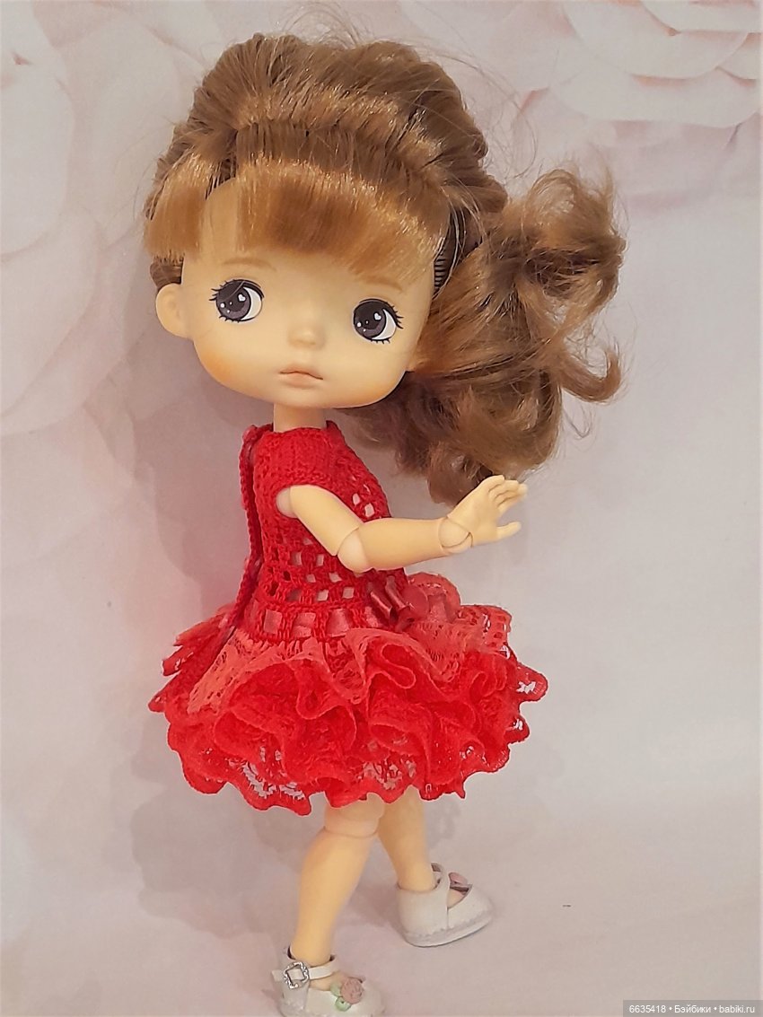 МК «Вязаное платье с кружевной юбочкой для куклы» | Бэйбики МК «Вязаное платье с кружевной юбочкой для куклы»