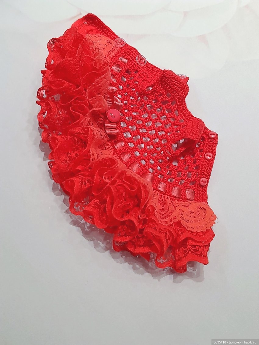 МК «Вязаное платье с кружевной юбочкой для куклы» | Бэйбики МК «Вязаное платье с кружевной юбочкой для куклы» (фото 4)