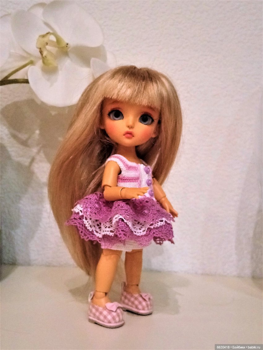 МК «Вязаное платье с кружевной юбочкой для куклы» | Бэйбики МК «Вязаное платье с кружевной юбочкой для куклы»