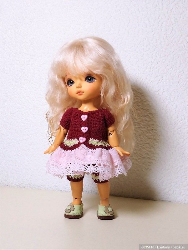 МК «Вязаное платье с кружевной юбочкой для куклы» | Бэйбики МК «Вязаное платье с кружевной юбочкой для куклы»