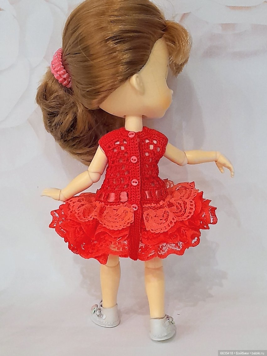 МК «Вязаное платье с кружевной юбочкой для куклы» | Бэйбики МК «Вязаное платье с кружевной юбочкой для куклы» (фото 3)