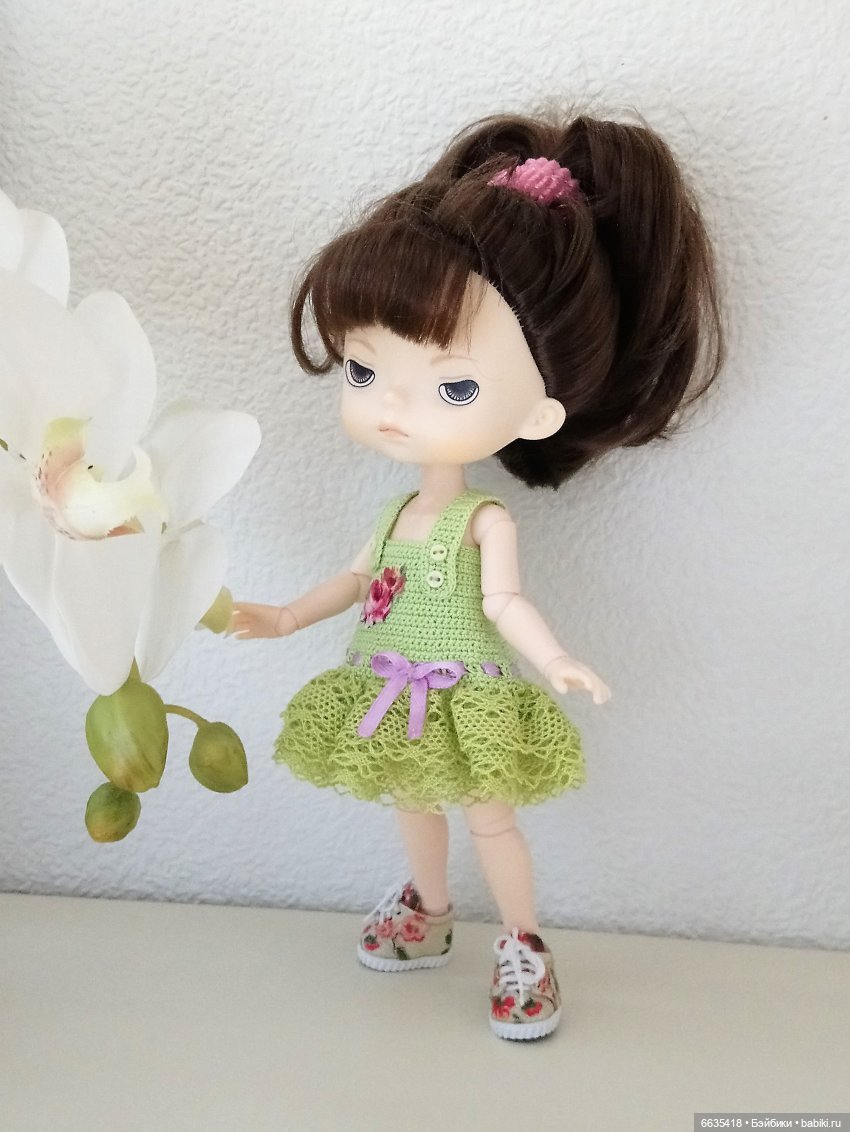 МК «Вязаное платье с кружевной юбочкой для куклы» | Бэйбики МК «Вязаное платье с кружевной юбочкой для куклы»