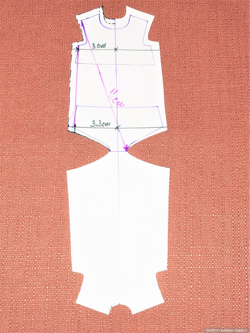 МК «Ещё один способ конструирования выкройки боди для куклы любого формата» (фото 7)