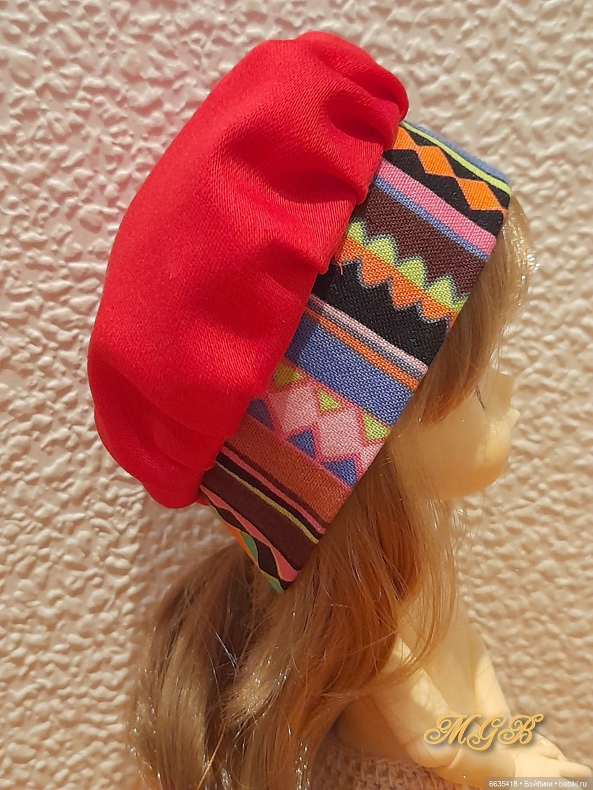 МК: Как сшить кокошник на шапочке для куклы (2 модели) (фото 6)
