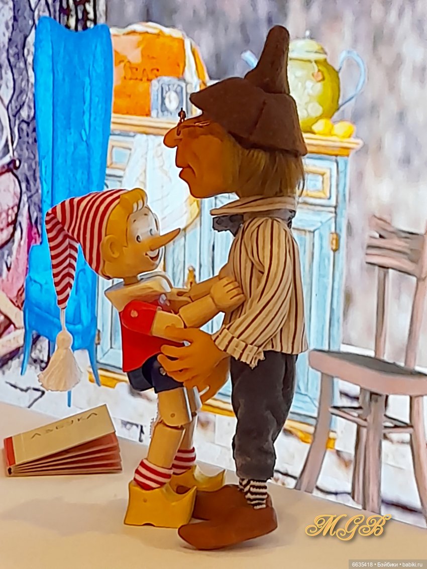 «Приключения Буратино». Глава 3 – «Буратино едва не погибает по собственному легкомыслию. Папа Карло покупает ему азбуку»