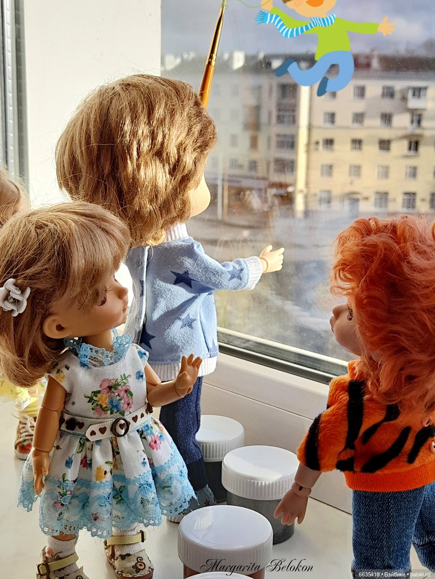 Я рисую на окне — Куклы Xiaomi Monst (Сяоми) и Pipitom: шарнирные