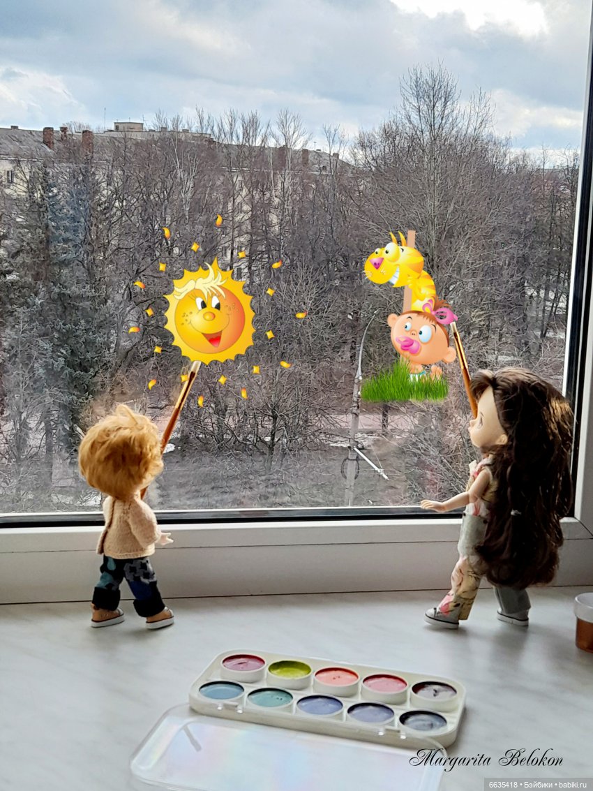 Я рисую на окне — Куклы Xiaomi Monst (Сяоми) и Pipitom: шарнирные