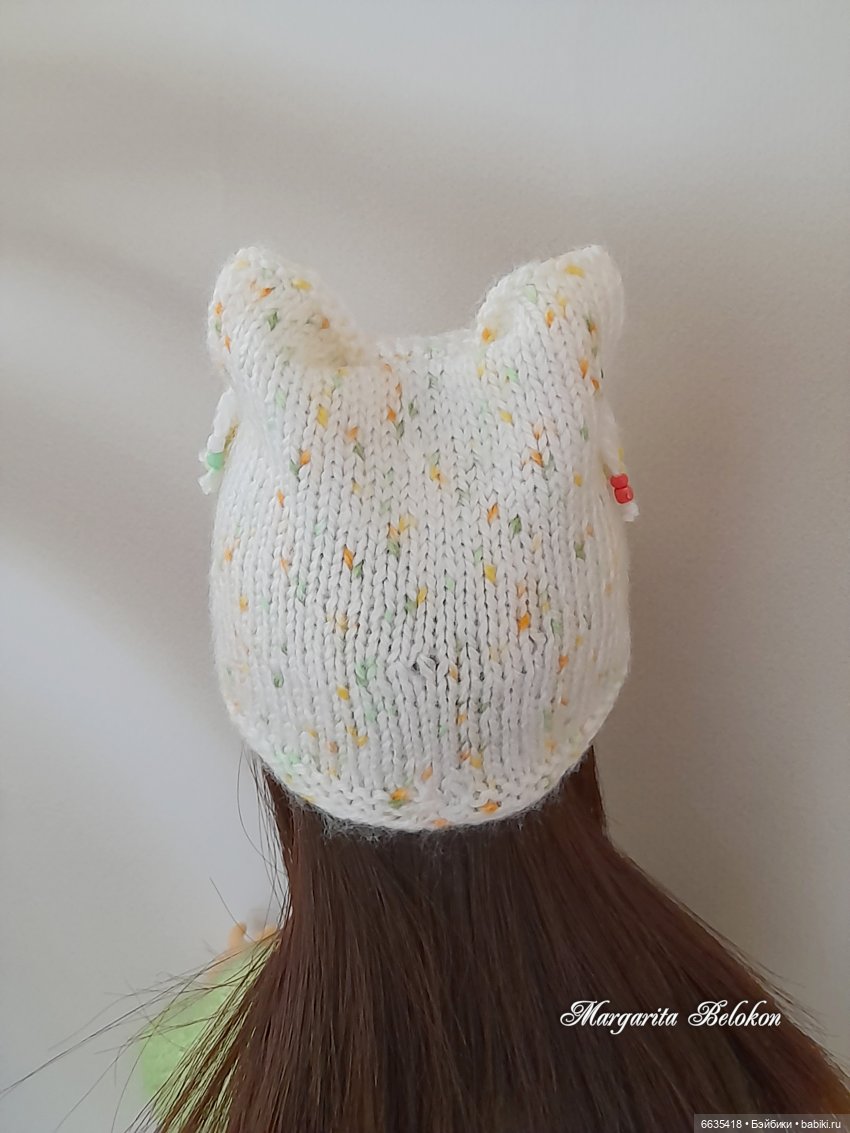 МК «Вяжем шапочку с объёмными ушками для куклы» (фото 3)