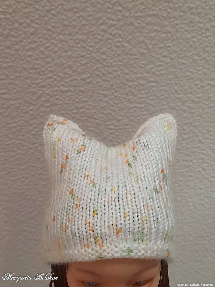 МК «Вяжем шапочку с объёмными ушками для куклы»