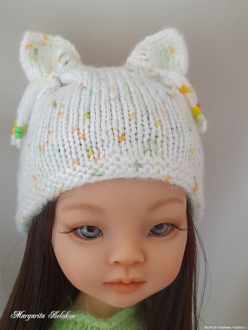 МК «Вяжем шапочку с объёмными ушками для куклы»