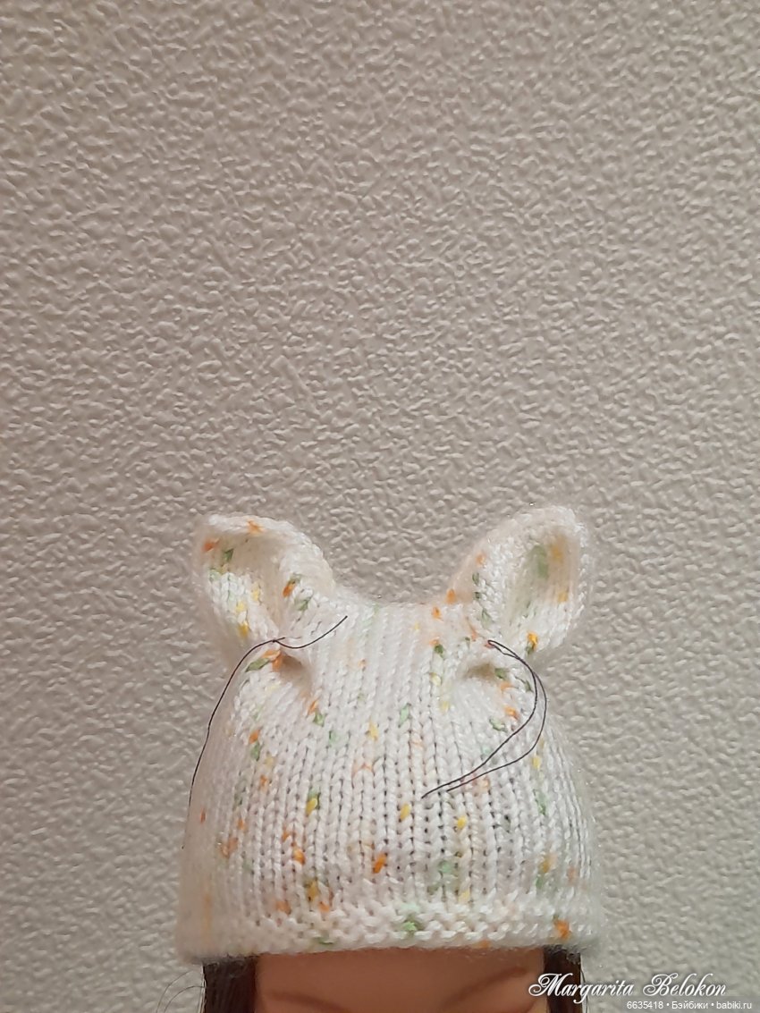 МК «Вяжем шапочку с объёмными ушками для куклы»