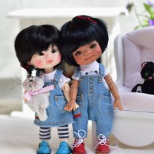 Джинсовые комбензоны и сарафаны на кукол 16 см Джинсовые комбензоны и сарафаны на кукол 16 см