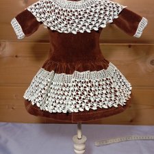 Платье бархат на антикварную куклу ростом 35 см