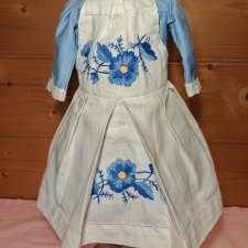 Комплект платье и фартук для антикварной или винтажной куклы