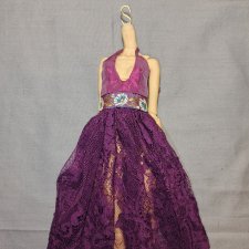 Полупрозрачное платье-сарафан  с голой спинкой на куклу БЖД 40-42 см, сестры Поповы, Мукла