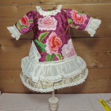 Платье шёлк на антикварную или винтажную куклу рост 35-40 см