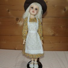 Костюм платье,фартук и шляпка на куклу БЖД MSD