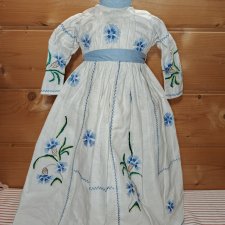 Платье лен на антикварную или винтажную куклу