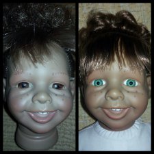 Замена глаз испанской характерной кукле без ножа, пожелтевшие глаза, косоглазия