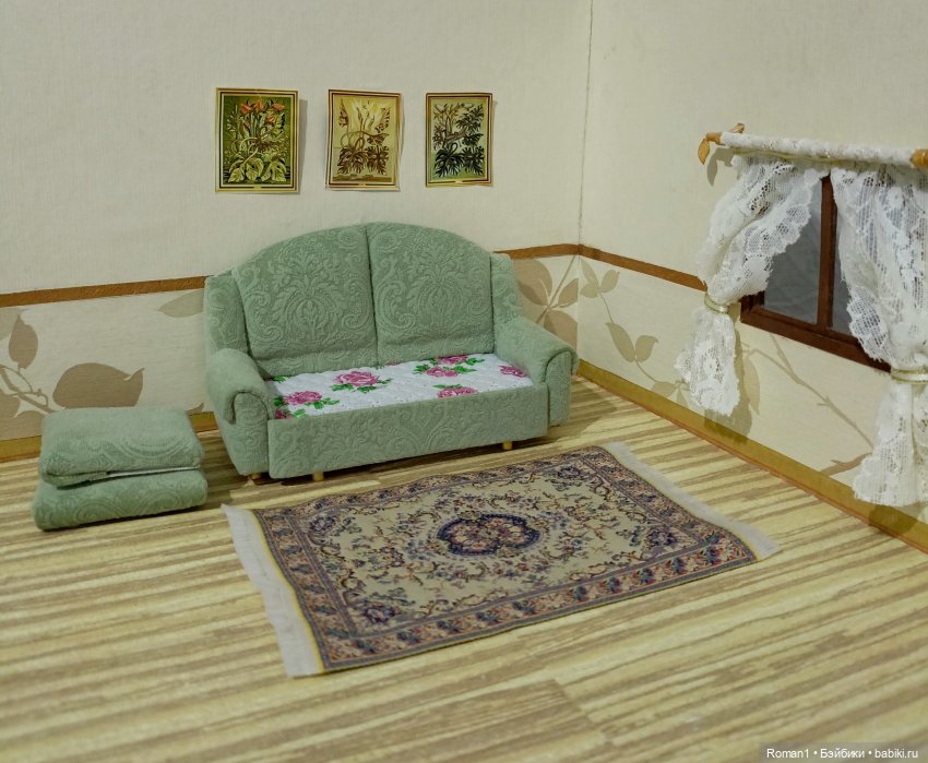 Мягкий раскладной диван 1:12 (фото 2)