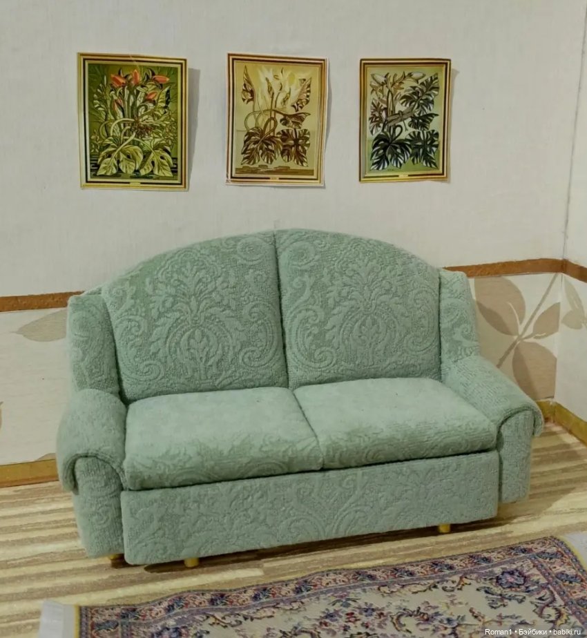Мягкий раскладной диван 1:12