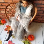 Плед одеяло покрывало Пинк Барби бело серый пыльная роза для кукол в румбокс кукольный дом