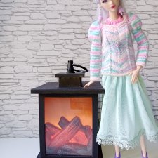 Камин для куклы барби светильник