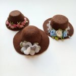 Шляпка фетровая на кукол 1/6 коричневая цветочный декор поппи ИТ барби