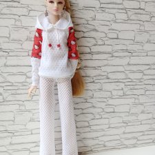 Одежда на ИТ Ню фейс белая толстовка брюки клеш