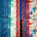 Ткань поплин печатный джинса Япония цветочки