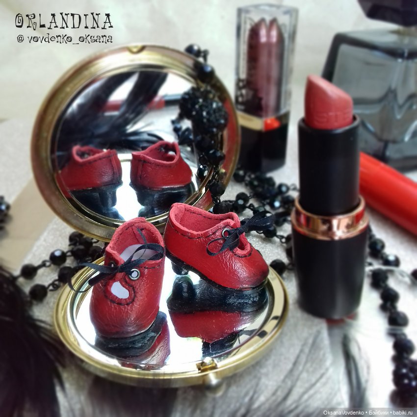 Кожаные туфельки на каблучках для Вероники (Фламенко) ООАК кошечки тедди Автор: Оксана Вовденко (Орландина)