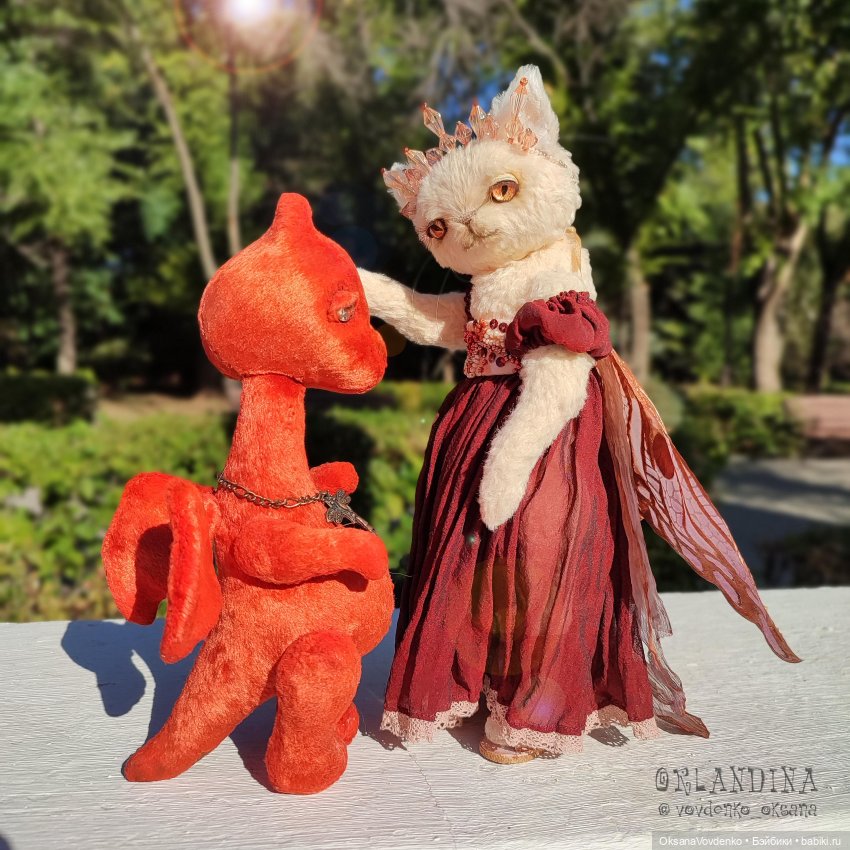 ООАК тедди кошечка Венера и ООАК красный тедди дракон от Орландины