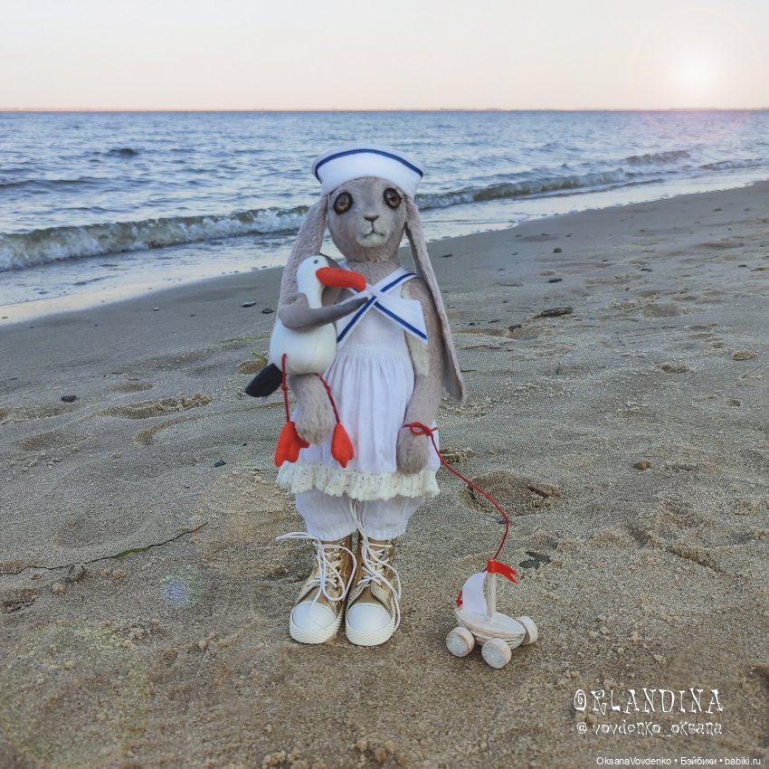 Хочу на море! ООАК тедди зайка от Орландины