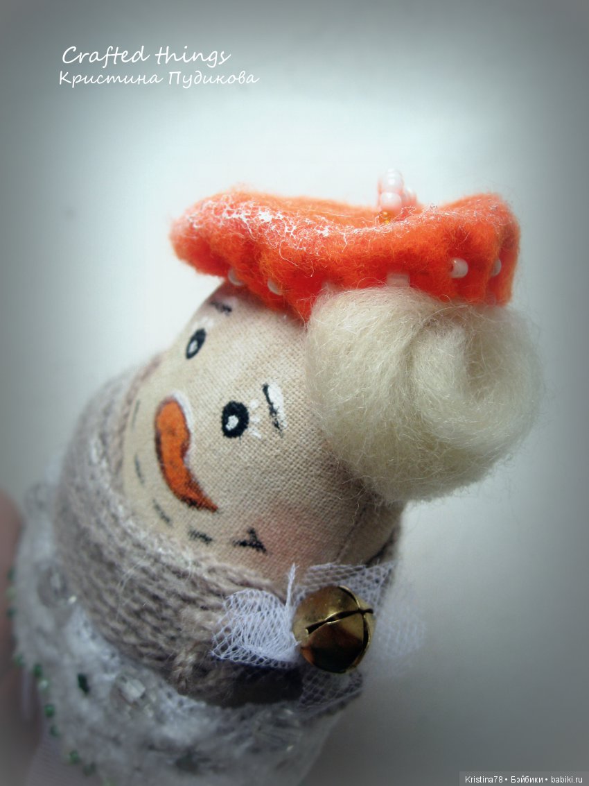 Елочная снеговушка №1 — Текстильные игрушки и примитивы: кофейные (фото 5)