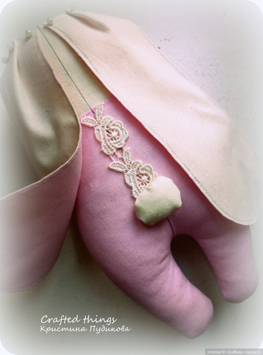 Зайка в розовом — Текстильные игрушки и примитивы: кофейные